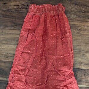red ruched waist skirt size M